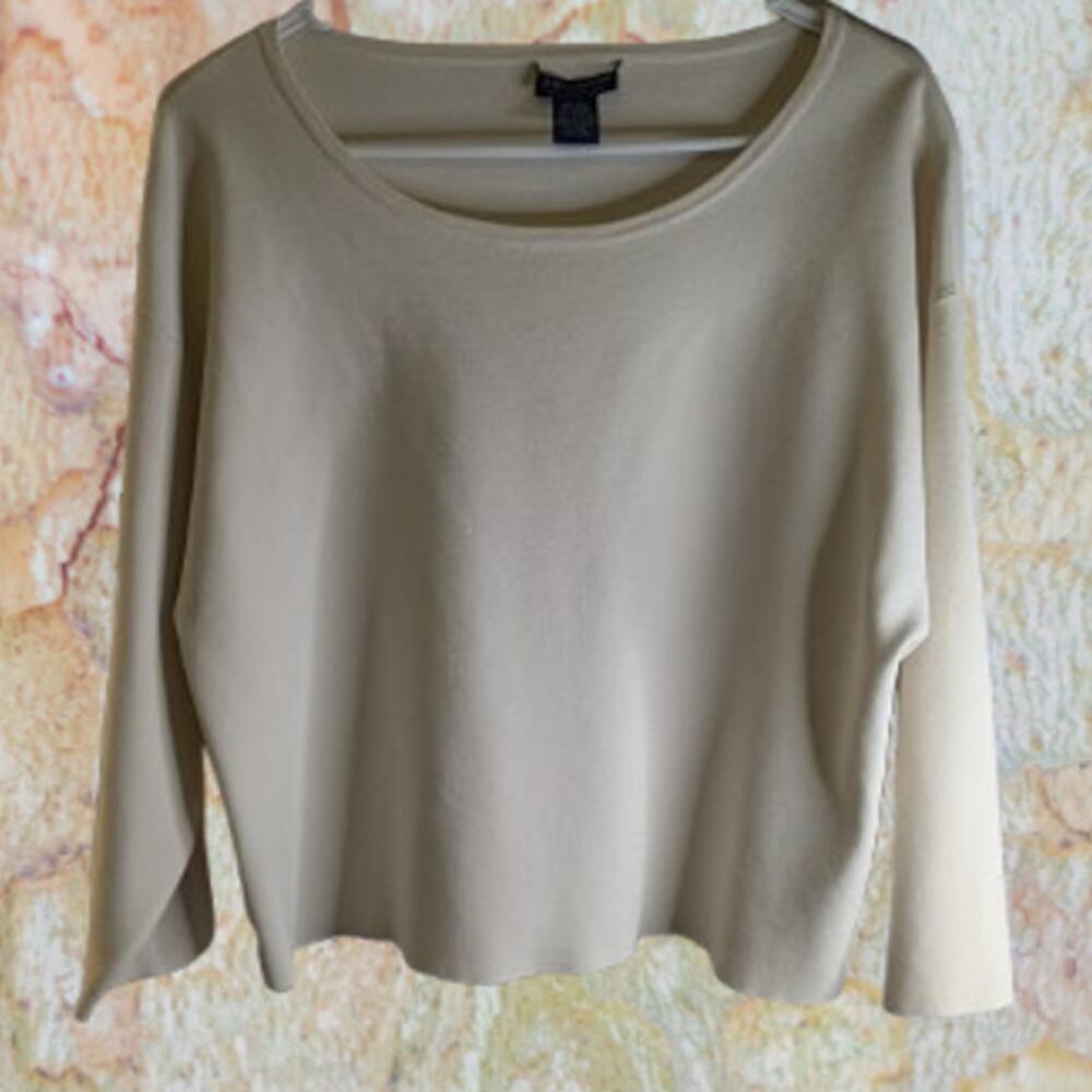 Doncaster Large 3/4 sleeve light beige or cream 80% silk woman's knit top.
